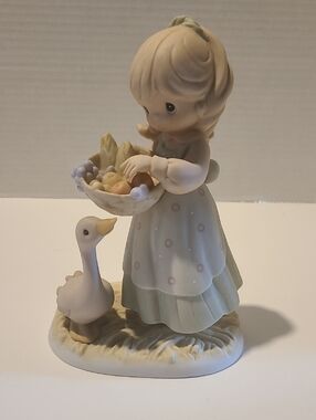 Precious Moments Porcelain Girl Figurine with Goose - Four Seasons Series
